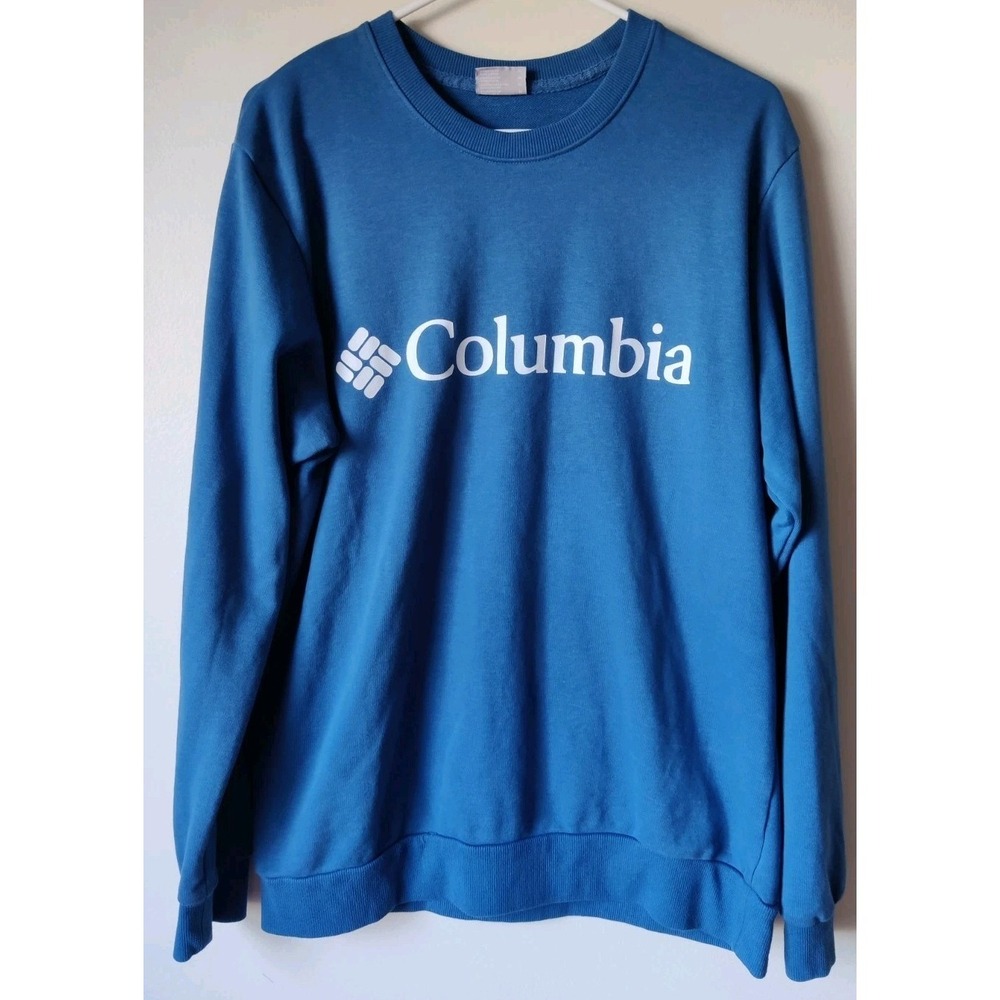 Columbia Men's Trek Crew Sweatshirt Cotton/Poly Blend Bright Indigo Logo Size M - Picture 1 of 4